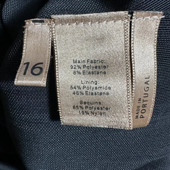 Black Maer Dress Long Sleeves Cocktail Party Cowl Neckline Sz 16 sequined - Picture 8 of 8